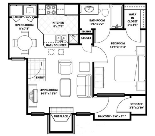 the floor plan for a two bedroom apartment at The Westmount at Three Fountains